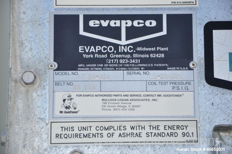 Used Evapco Cooling Tower, 300 Ton, Model At-19-314. Stainless Steel Basin. Mfg. 2005.