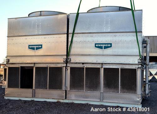 Used Evapco Closed Circuit Cooling Tower, Model ATW 276C. Nominal capacity 1066 tons. Galvanized steel housing, 304 stainless steel basin. Unit designed to cool 1600 gallons per minute from 95 degree...