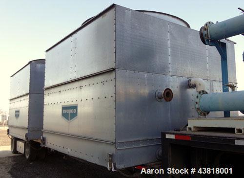 Used Evapco Closed Circuit Cooling Tower, Model ATW 276C. Nominal capacity 1066 tons. Galvanized steel housing, 304 stainless steel basin. Unit designed to cool 1600 gallons per minute from 95 degree...