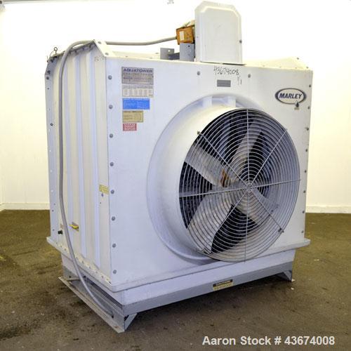 Used Marley Series 3800 Aquatower Single Cell Cooling Tower, Model 3842, Approximately 60 Nominal Tons. Fiberglass housing. Approximately 42” diameter fan, driven by an a 3hp, 3/60/230/460 volt, 1730...