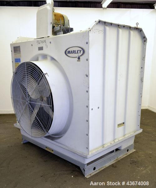 Used Marley Series 3800 Aquatower Single Cell Cooling Tower, Model 3842, Approximately 60 Nominal Tons. Fiberglass housing. Approximately 42” diameter fan, driven by an a 3hp, 3/60/230/460 volt, 1730...
