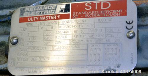 Used Marley Series 3800 Aquatower Single Cell Cooling Tower, Model 3842, Approximately 60 Nominal Tons. Fiberglass housing. Approximately 42” diameter fan, driven by an a 3hp, 3/60/230/460 volt, 1730...