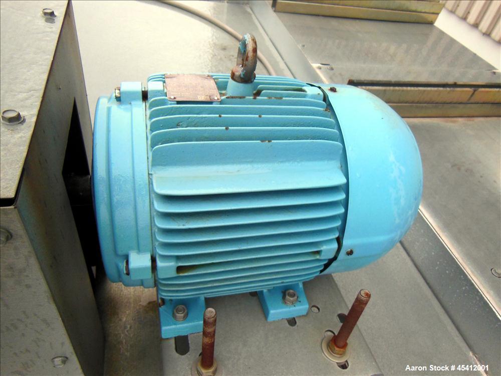 Used Marley Aquatower Single Cell Cooling Tower, Model 496B. Approximately 126 nominal tons, galvanized steel housing. Designed to cool 400 gallons per minute at 102 degrees F hot water, 87 degrees F...