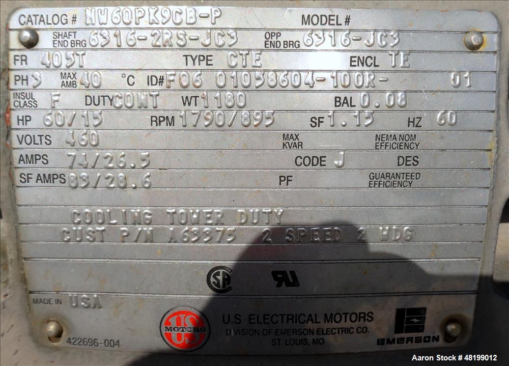 Used Marley NC Series Packaged Double-Flow Cross-Flow Cooling Tower, 833 Tons,