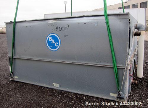 Used Baltimore Aircoil BAC Series V Evaporative Condenser, Nominal 541 Tons, Model VC2-541. Galvanized steel housing. Dual axial fan, each approximate 60” diameter, both driven by a 30 hp, 3/60/208-2...