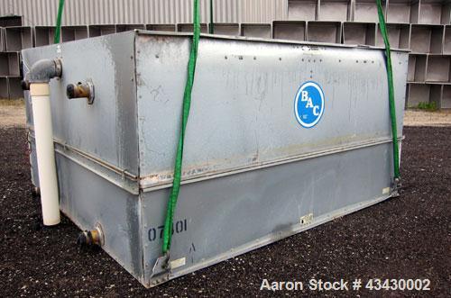Used Baltimore Aircoil BAC Series V Evaporative Condenser, Nominal 541 Tons, Model VC2-541. Galvanized steel housing. Dual axial fan, each approximate 60” diameter, both driven by a 30 hp, 3/60/208-2...