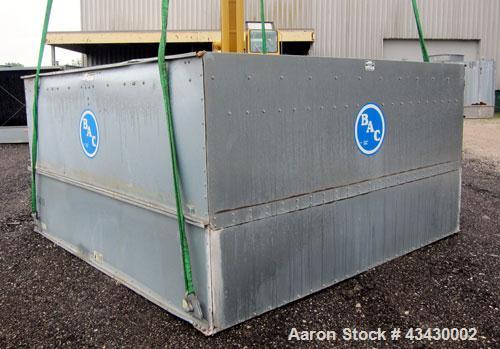 Used Baltimore Aircoil BAC Series V Evaporative Condenser, Nominal 541 Tons, Model VC2-541. Galvanized steel housing. Dual axial fan, each approximate 60” diameter, both driven by a 30 hp, 3/60/208-2...