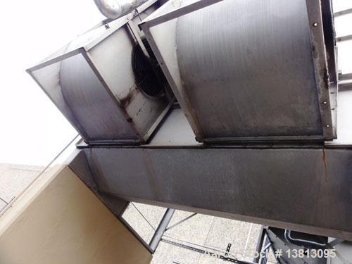 Used Mojonnier Cooling Tower, 180 ton, model AEC149.  Galvanized housing with super heater for additional refrigeration capacity.  Side mounted twin fans.