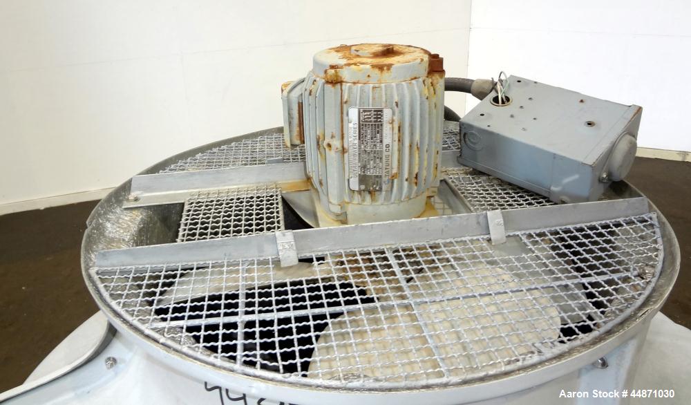 Used Thermal Care FT Series Cooling Tower, Fiberglass Construction. Cooling capacity 22 tons, nominal 66 gallons per minute. Includes an approximate 24" diameter top mounted fan, driven by a 1hp, 3/6...