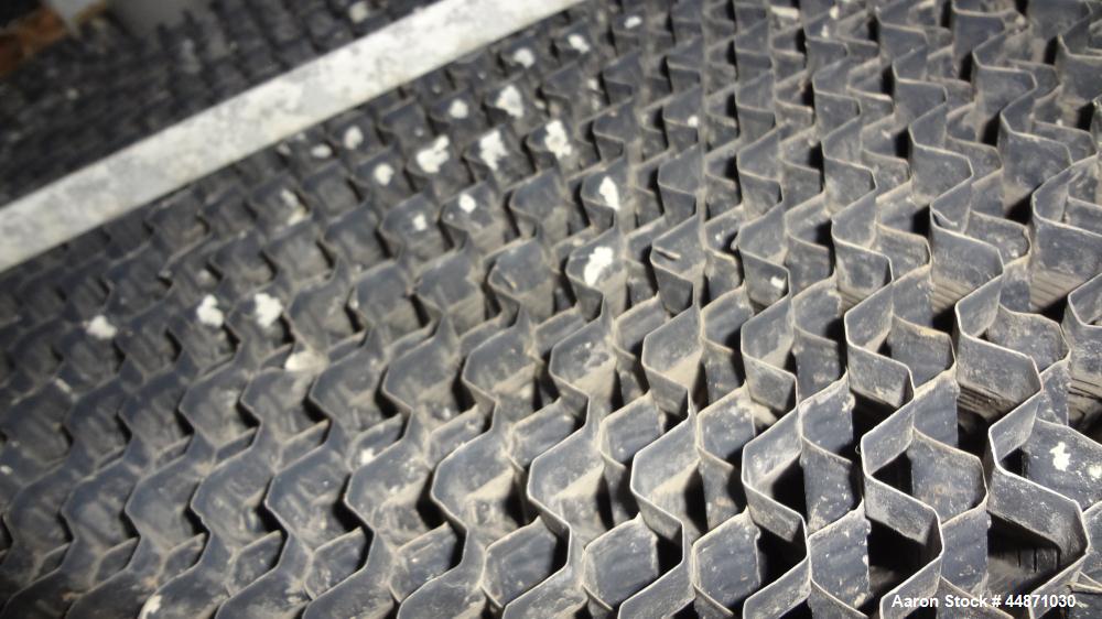 Used Thermal Care FT Series Cooling Tower, Fiberglass Construction. Cooling capacity 22 tons, nominal 66 gallons per minute. Includes an approximate 24" diameter top mounted fan, driven by a 1hp, 3/6...