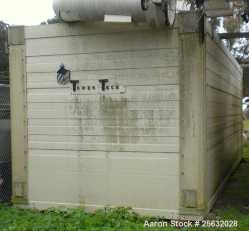 Used Tower Tech Cooling Tower, Approximate Tons, Model EF-378-301, Fiberglass Construction. Rated gallons per minute. Includes misc piping and legs.