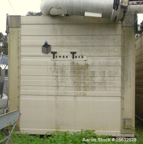 Used Tower Tech Cooling Tower, Approximate Tons, Model EF-378-301, Fiberglass Construction. Rated gallons per minute. Includes misc piping and legs.