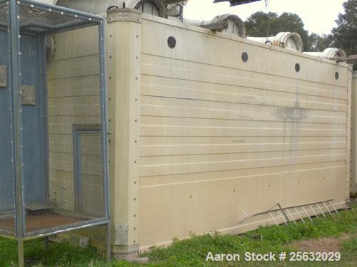 Used Tower Tech Cooling Tower, approximate tons, model TTMT-288-319, fiberglass construction. Rated gallons per minute. Includes misc piping and legs.