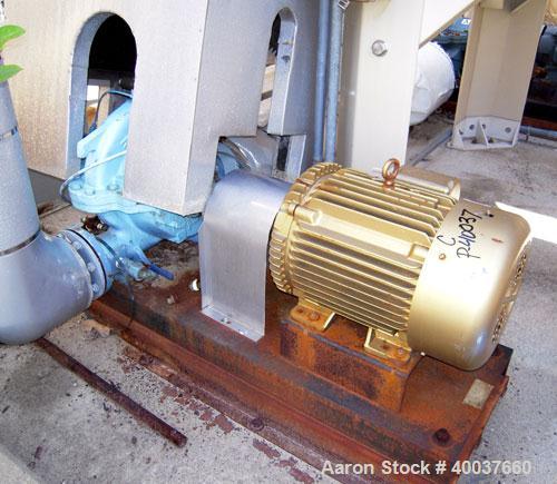Used Tower Tech Inc. Cooling Tower, 133 Tons, Model TTMT-72-319, Fiberglass Construction. Single cell, (2) approximately 42" diameter fans. Includes (2) 25hp pumps, and control panel. S/N # 1167-19-0...
