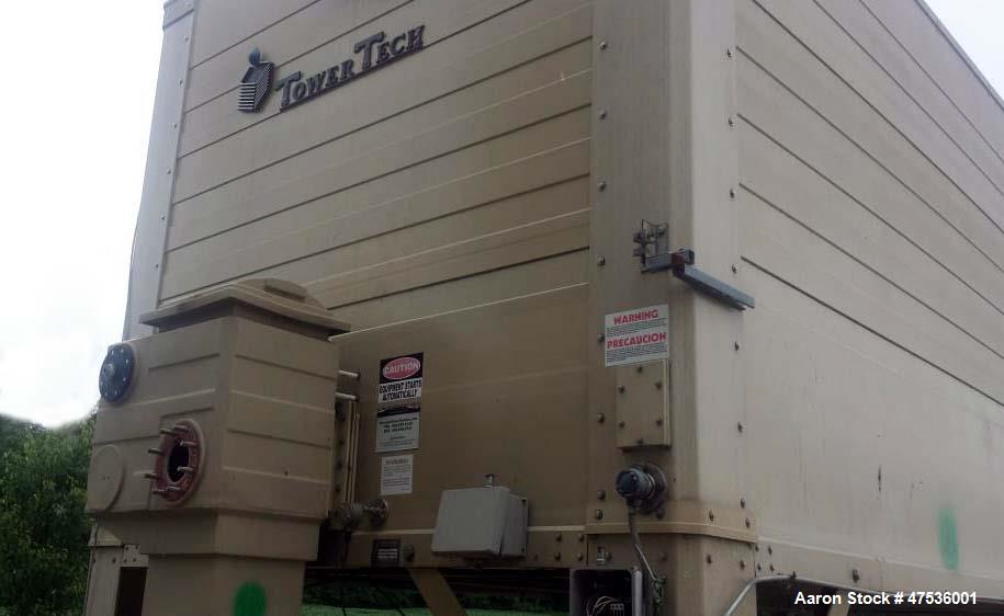 Used Tower Tech Cooling Tower, Model TTXE-061975. Water collection system, Flow-Thru basin, variable flow rotary spray nozzle flows ~100-300 gpm/nozzle at 0.5  1.5 psi. (6) 7.5 hp fan motor, 860 rpm,...
