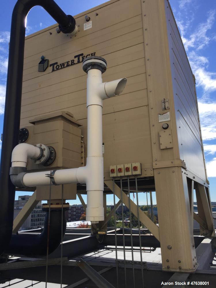 Used Tower Tech Modular Cooling Tower, Model TTXL. 760 gallon capacity. 12' wide x 13'6" long. (4) fans/motors, 30 hp, 10" inlet diameter, 1063 gpm nominal flow, 400 gpm min. flow, 1200 gpm max. flow.
