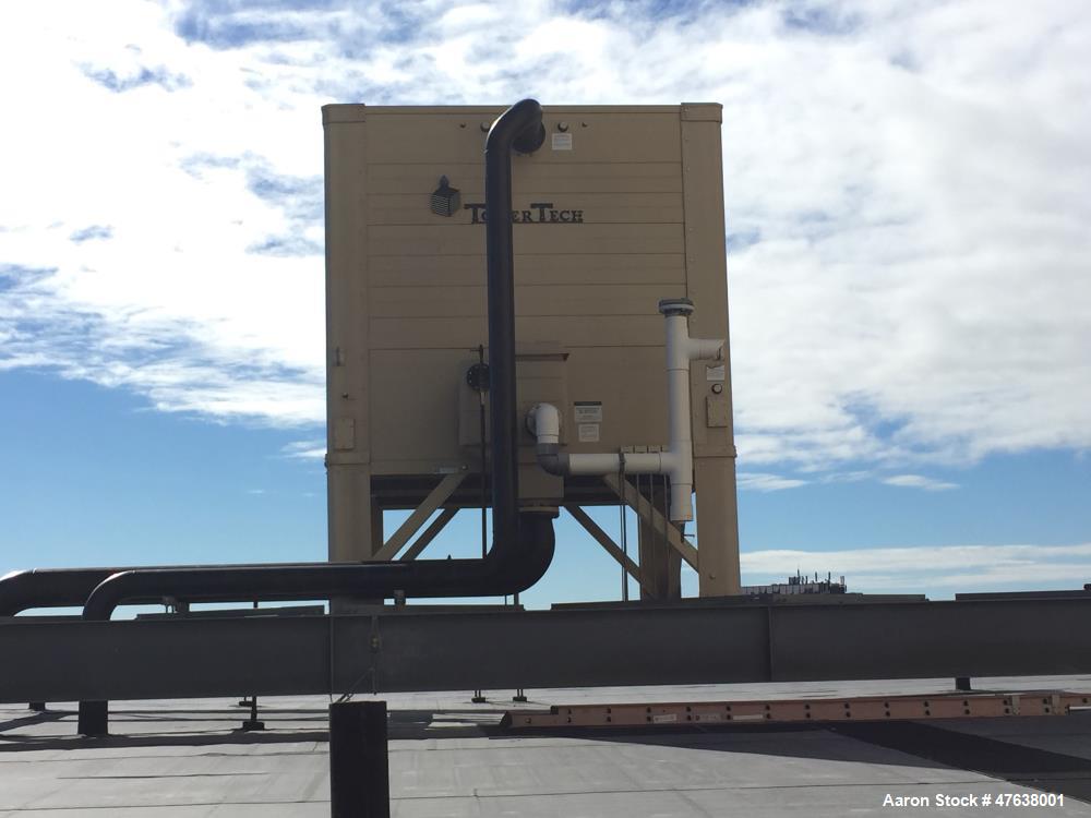 Used Tower Tech Modular Cooling Tower, Model TTXL. 760 gallon capacity. 12' wide x 13'6" long. (4) fans/motors, 30 hp, 10" inlet diameter, 1063 gpm nominal flow, 400 gpm min. flow, 1200 gpm max. flow.
