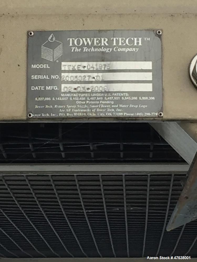 Used Tower Tech Modular Cooling Tower, Model TTXL. 760 gallon capacity. 12' wide x 13'6" long. (4) fans/motors, 30 hp, 10" inlet diameter, 1063 gpm nominal flow, 400 gpm min. flow, 1200 gpm max. flow.