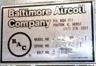 Used Baltimore Aircoil BAC Series V Evaporative Condenser, Nominal 541 Tons, Model VC2-541. Galvanized steel housing. Dual axial fan, each approximate 60” diameter, both driven by a 30 hp, 3/60/208-2...