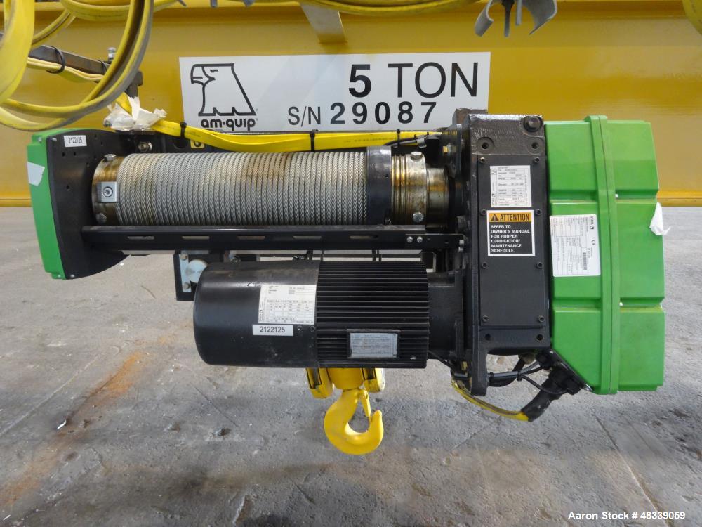 Unused- American Equipment Co. Overhead Indoor Crane, 5 Ton, with a 136" Span.
