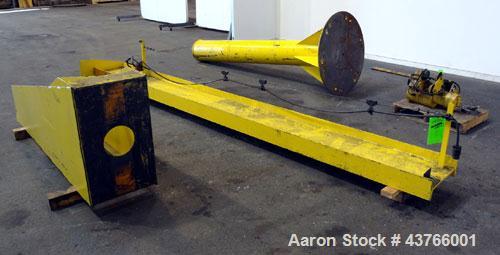 Used Jib Crane, Free Standing, Floor Mounted. Approximate height 9”, approximate span 12’. Includes a Budgit 1 ton electric chain hoist, model 115846-7, catalog # K356-3R, rated load speed 16 feet pe...