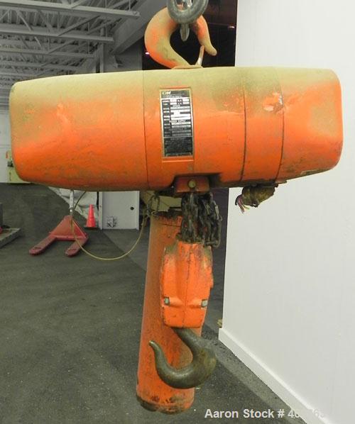 Used CM (Columbus McKinnon) Valustar 2 Ton Electric Chain Hoist, Model WR.  8 Feet per minute, 10’ lift height, headroom 22-1/2’’.  Driven by a 1 hp, 3/60/440-480 volt motor.  Unit requires operator ...