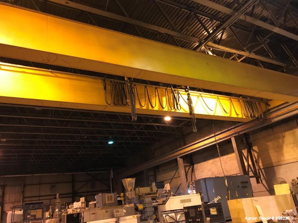 Used Demag Overhead Bridge Crane, 15 Ton. Dual 7.5 Ton trolleys. 92' Span.