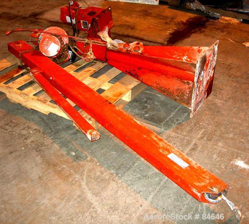 USED: Thern stationary davit crane, model 4771, 1000 pound capacity. 7' long arm. Power winch driven by a 1 hp, 1/60/115 vol...