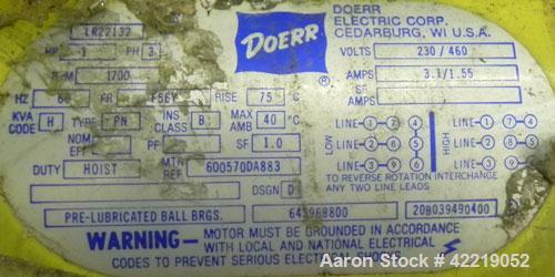 Used Yale 1/2 Ton Chain Hoist, model KEL1/2-10TH15S1. Driven by a 1 hp, 3/60/230/460 volt, 1700 rpm motor.