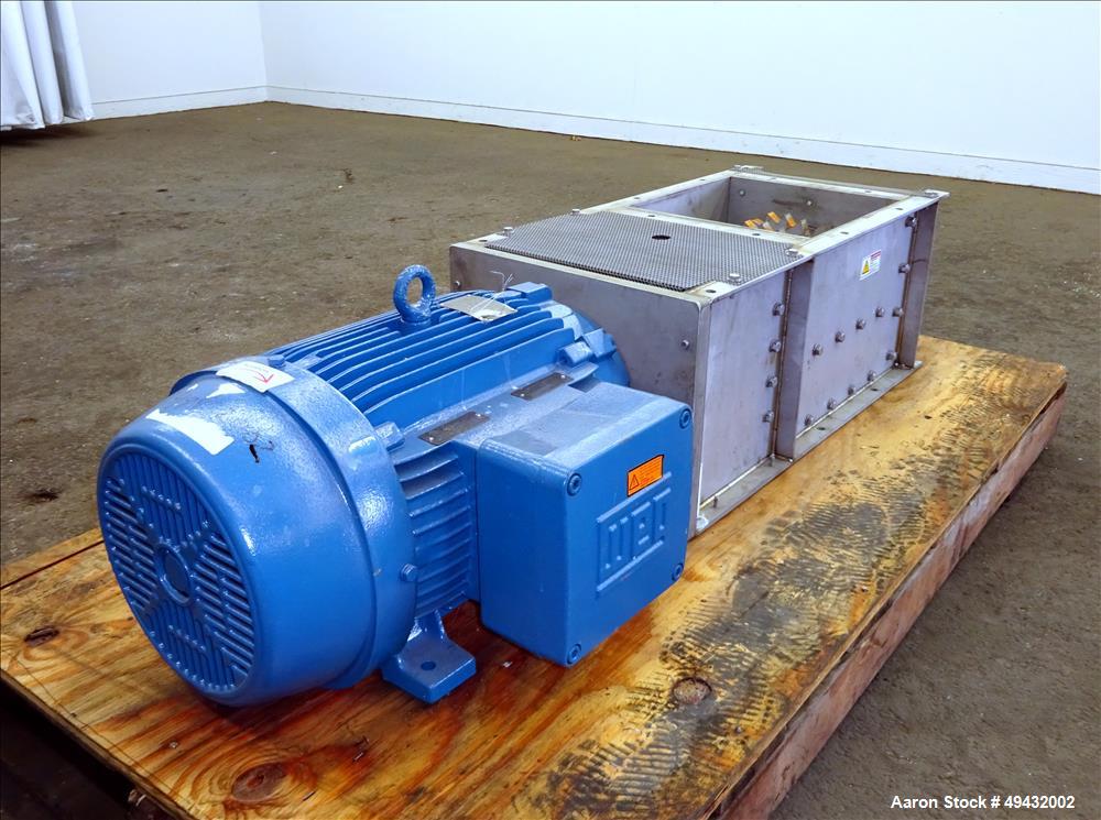 Used Atlantic Coast Crushers Inc. Particle Sizer Crusher, Model PS1212. Approximate 12" long x 8" diameter rotor, carbon steel with (16) bolt-on cutters. 304 Stainless steel chamber with 12" x 12" fe...