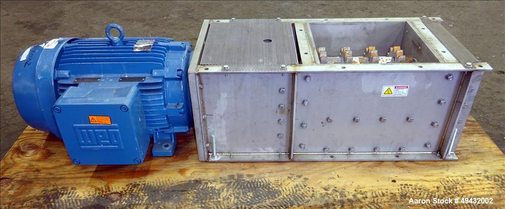 Used Atlantic Coast Crushers Inc. Particle Sizer Crusher, Model PS1212. Approximate 12" long x 8" diameter rotor, carbon steel with (16) bolt-on cutters. 304 Stainless steel chamber with 12" x 12" fe...