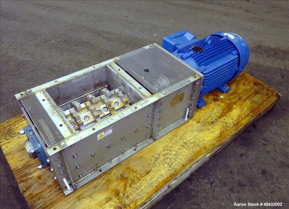 Used Atlantic Coast Crushers Inc. Particle Sizer Crusher, Model PS1212. Approximate 12" long x 8" diameter rotor, carbon steel with (16) bolt-on cutters. 304 Stainless steel chamber with 12" x 12" fe...