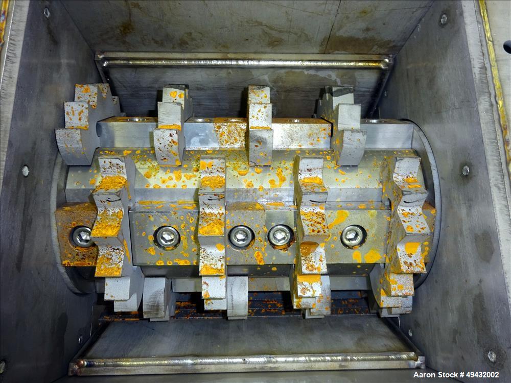 Used Atlantic Coast Crushers Inc. Particle Sizer Crusher, Model PS1212. Approximate 12" long x 8" diameter rotor, carbon steel with (16) bolt-on cutters. 304 Stainless steel chamber with 12" x 12" fe...