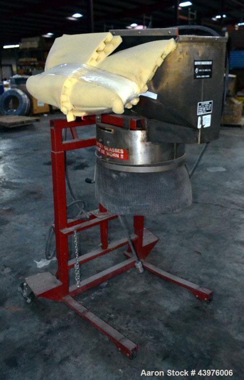 Used C.S. Bell Glass Crusher, Model HMG-05P-MSS, Stainless Steel.  Rated capacity over 2 tons per hour, accepts containers up to 1 gallon size.  Fits over 30 and 55 gallon standard drums. Mounted on ...