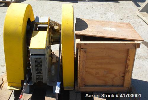 Used Bico Chipmunk Jaw Crusher, model VD67, carbon steel. Jaw capacity 2 1/4" x 3". Rated 400 pounds an hour. Reduction size minimum 1/16’’, maximum to 3/8". Top feed, bottom discharge with drawer. D...