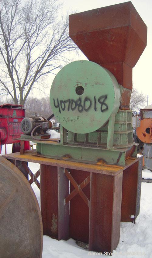 Used Denver Equipment Company 8 x 10 Jaw Crusher, Type H, carbon steel. Top feed with  hopper, bottom discharge. Driven by a 10 hp, 3/208-230/460, 1760 rpm motor. Mounted on a 45" tall stand for bott...