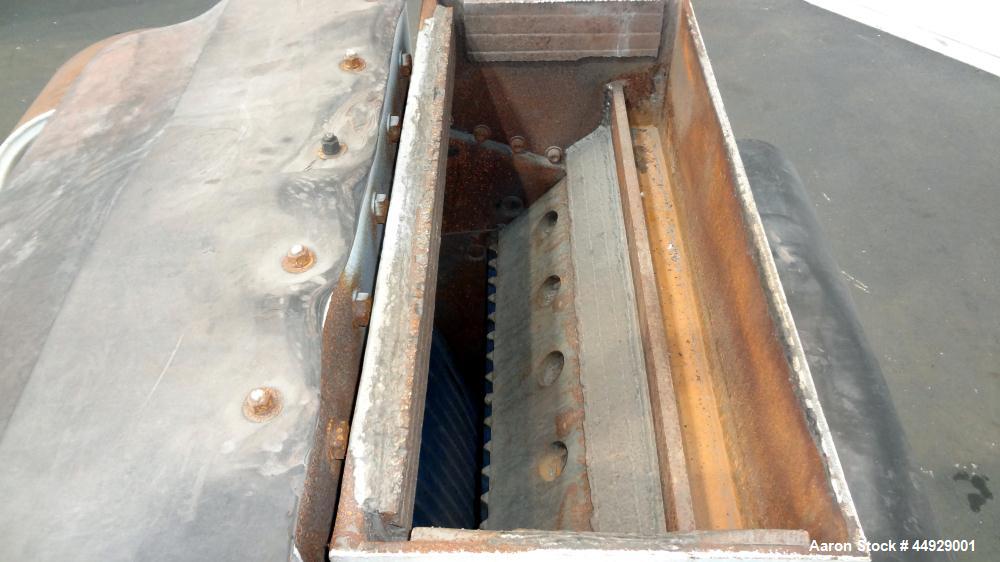 Used Kue Ken Jaw Crusher, Model 10 X 36, Carbon Steel.  Approximate feed 10” x 36”. Capacity in short tons per hour 1” at 32-50, 3” at 95-135.  Requires motor.  RPM range 350-390.