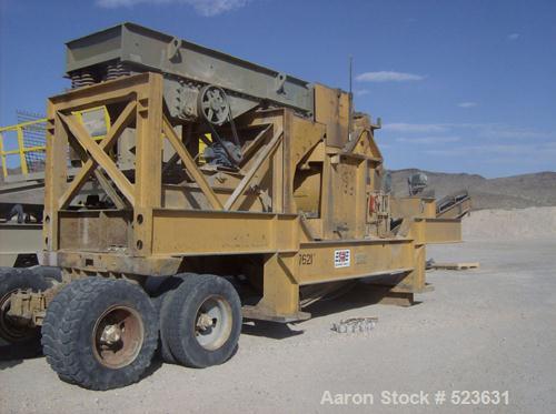 USED: Kue-Ken 25 x 42 Big Bite portable jaw crusher with SimplicityEngineering 46 x 16 VGF removable feeder hopper. 42" under jaw belt.Internal mechanical lube system with external filter.