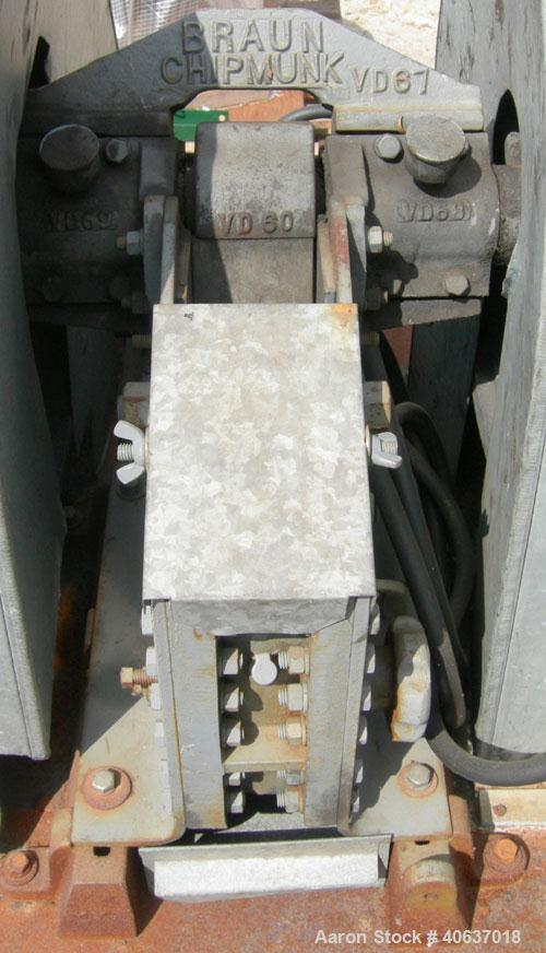 Used- Bico Braun Chipmunk Jaw Crusher, Model VD, Carbon Steel. Jaw capacity 2-1/4" x 3". Rated 400 pounds an hour. Reduction...