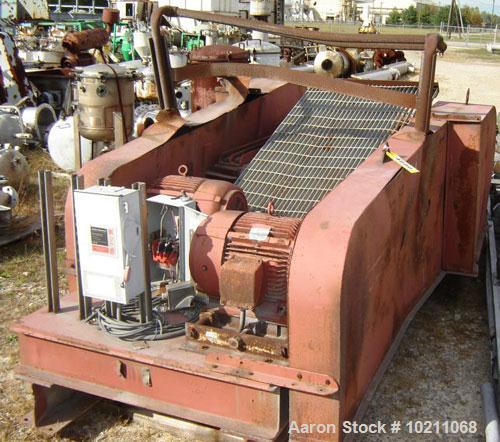 Used Gruendler Dual Roll Crusher.  Rolls are 24" wide X approximately 16" diameter. Each roll is driven by a separate 15 hp, 460 volt AC motor with belt drive mechanism. Unit comes with two electrica...