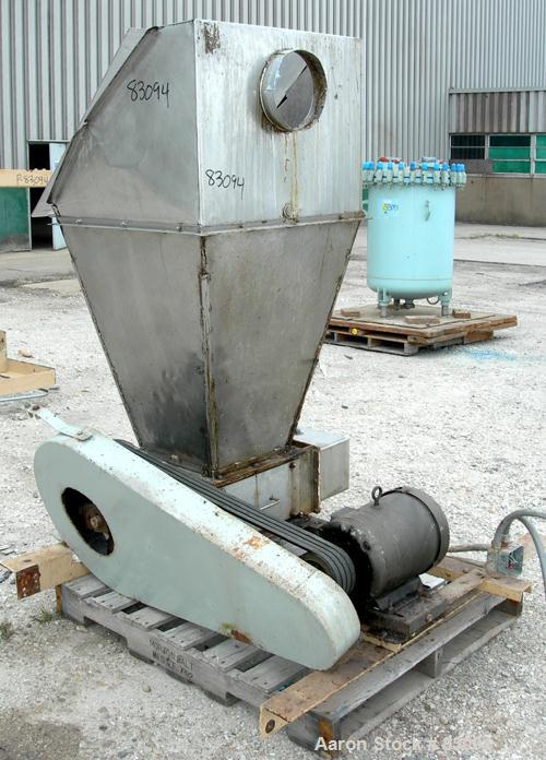 USED: Prater Double Roll Crusher, model 1FA, 304 stainless steel. (2) 3" diameter x 15" long shafts with replaceable lugs, heavy duty shear bars. 14" x 15" top feed with hopper, bottom discharge. Dri...