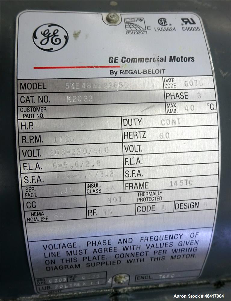 Used Sturtevant Roll Crusher, Model 8 X 5, Carbon Steel.