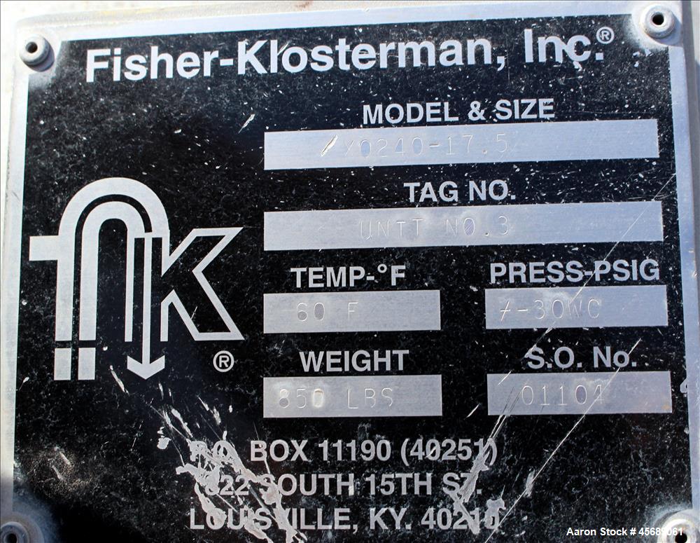 Used Fisher-Klosterman Cyclone Dust Collector, Model XQ240-17.5