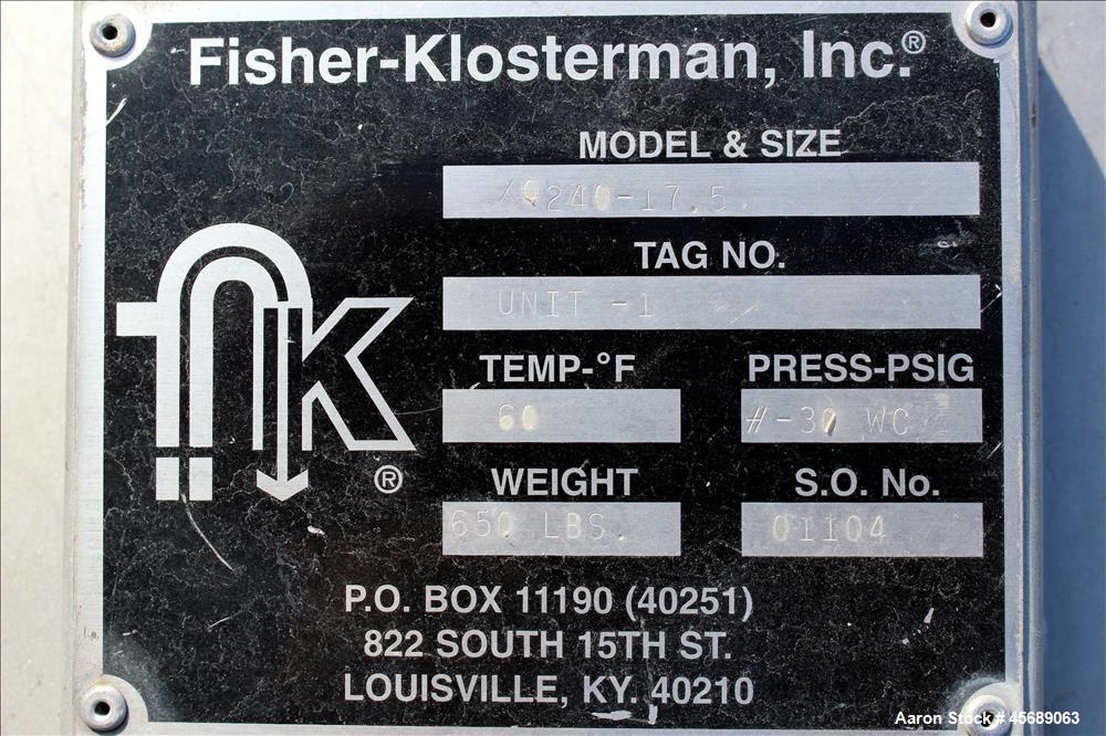 Used Fisher-Klosterman Cyclone Dust Collector, Model XQ240-17.5
