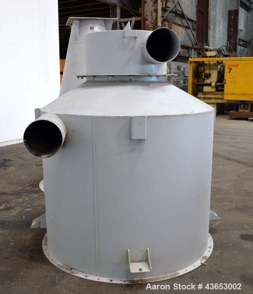 Used MAC Conical Top Cyclone, Model CT60, Carbon Steel.  CFM Range 2400-6000.  Bolt together housing approximately 60” diameter x 49” top straight side x  91” coned bottom. (2) Side inlets, (1) appro...