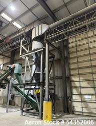 Used Imperial Systems Carbon Steel Cyclone. Approximate 72" diameter to 24" diameter cyclone. With frame & rotary valve.