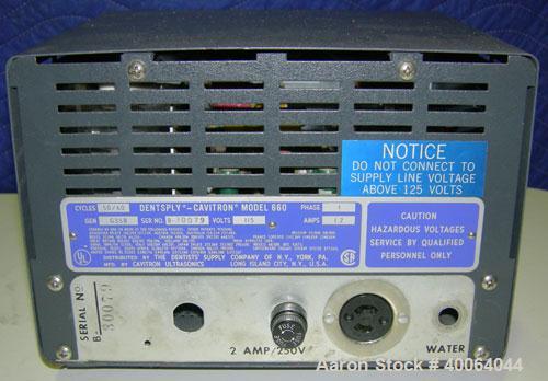 Used Dentsply Cavitron, Model 660. 1/50/60/115 volt, 1.2 amp. Includes floor pedal control.