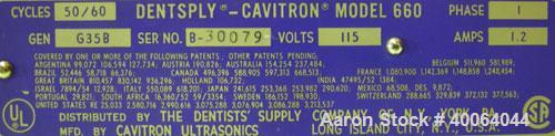 Used Dentsply Cavitron, Model 660. 1/50/60/115 volt, 1.2 amp. Includes floor pedal control.