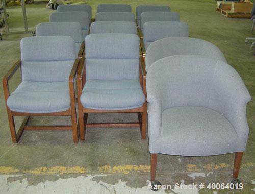 Used (1) Lot of (13) waiting room chairs with wooden arms.  Includes 2 chairs on casters.