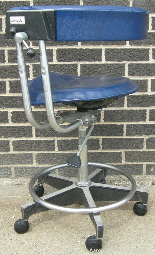 Used Dentsply blue assistant stool.  Mounted on casters.